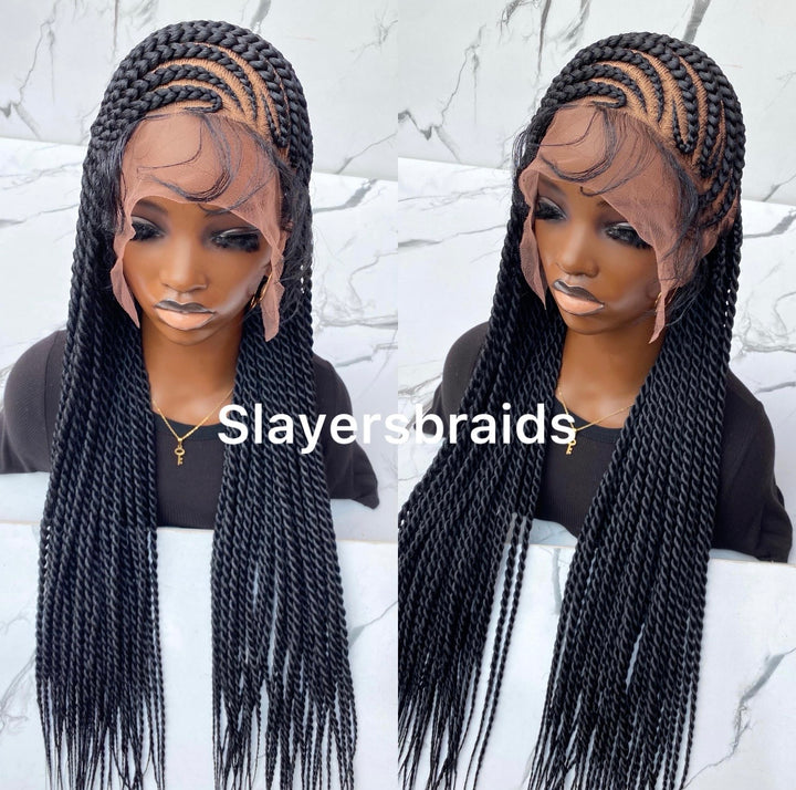 Cornrow braided wig Luxury for Black women vacation hair -Angela