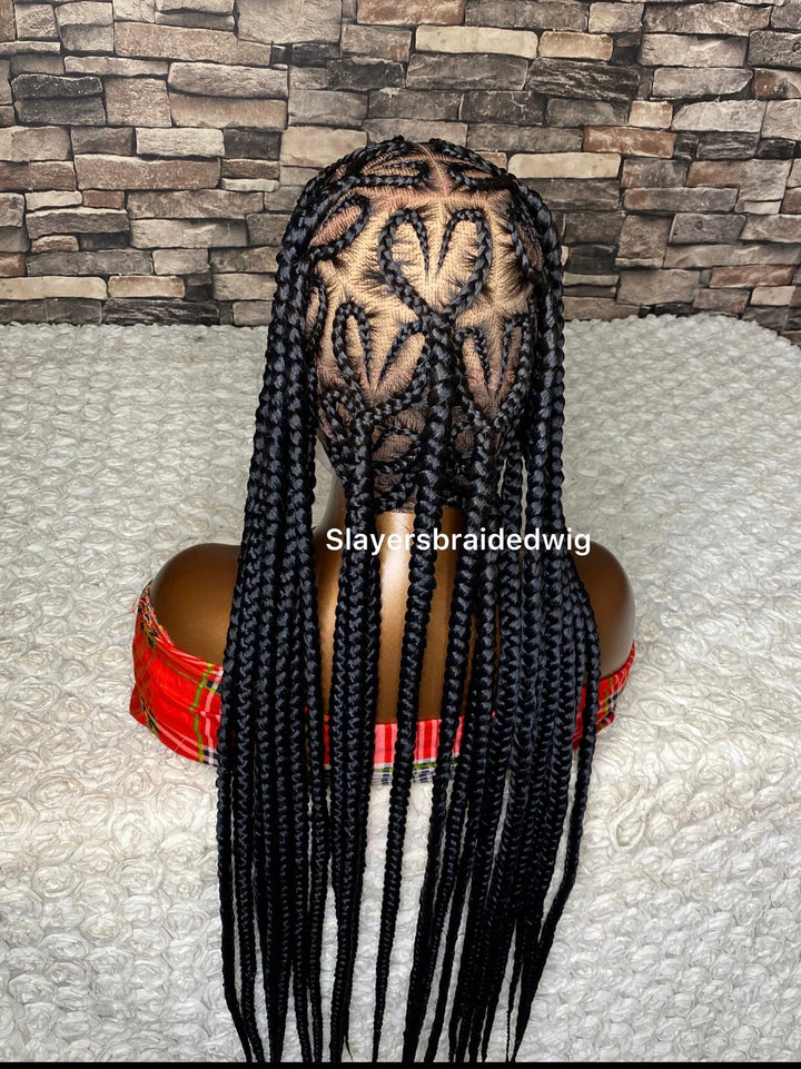 30” Knotless Braided Wig: Love Shape,-Julie