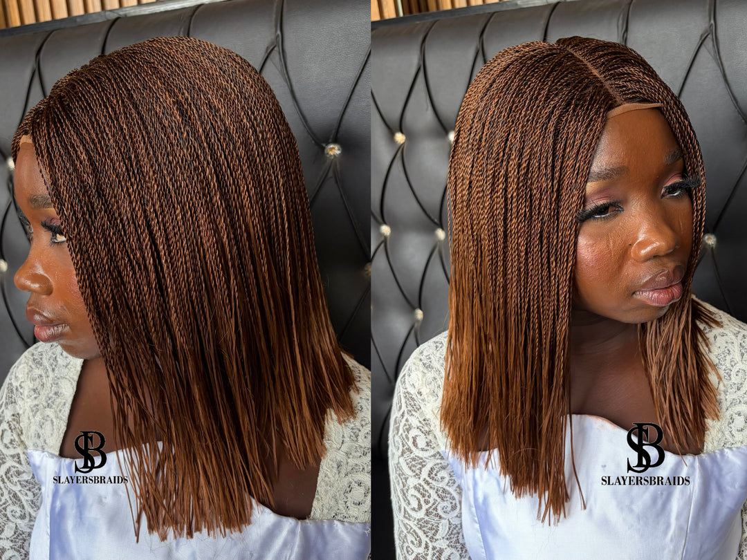 Fast Ship Micro Braids Lace Wig|Easy install hair- Bob Nano 
