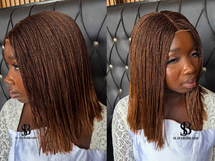 Fast Ship Micro Braids Lace Wig|Easy install hair- Bob Nano 