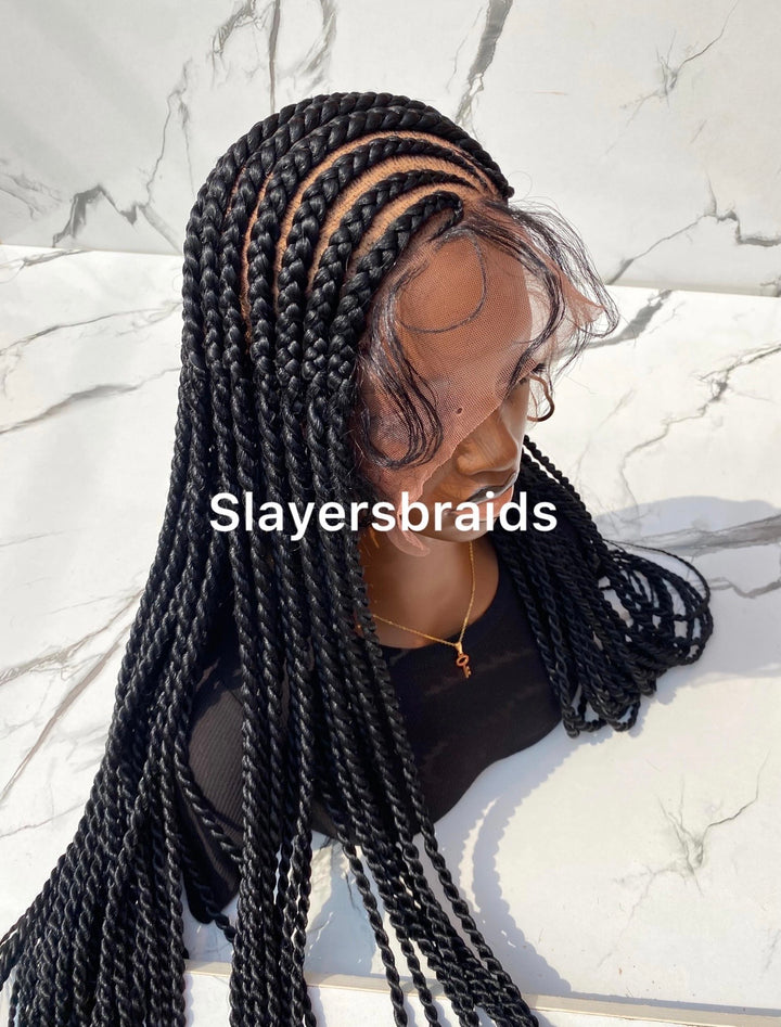 Cornrow braided wig Luxury for Black women vacation hair -Angela