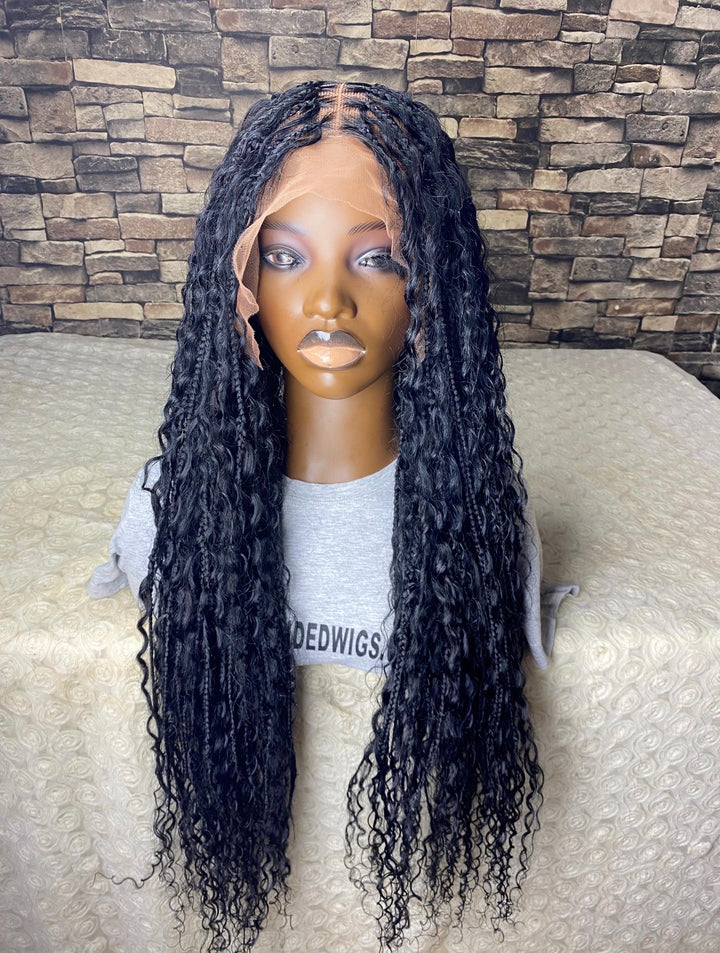 Glueless Braidstyle Luxury Human Hair Curly Knotless Wig -Stacy