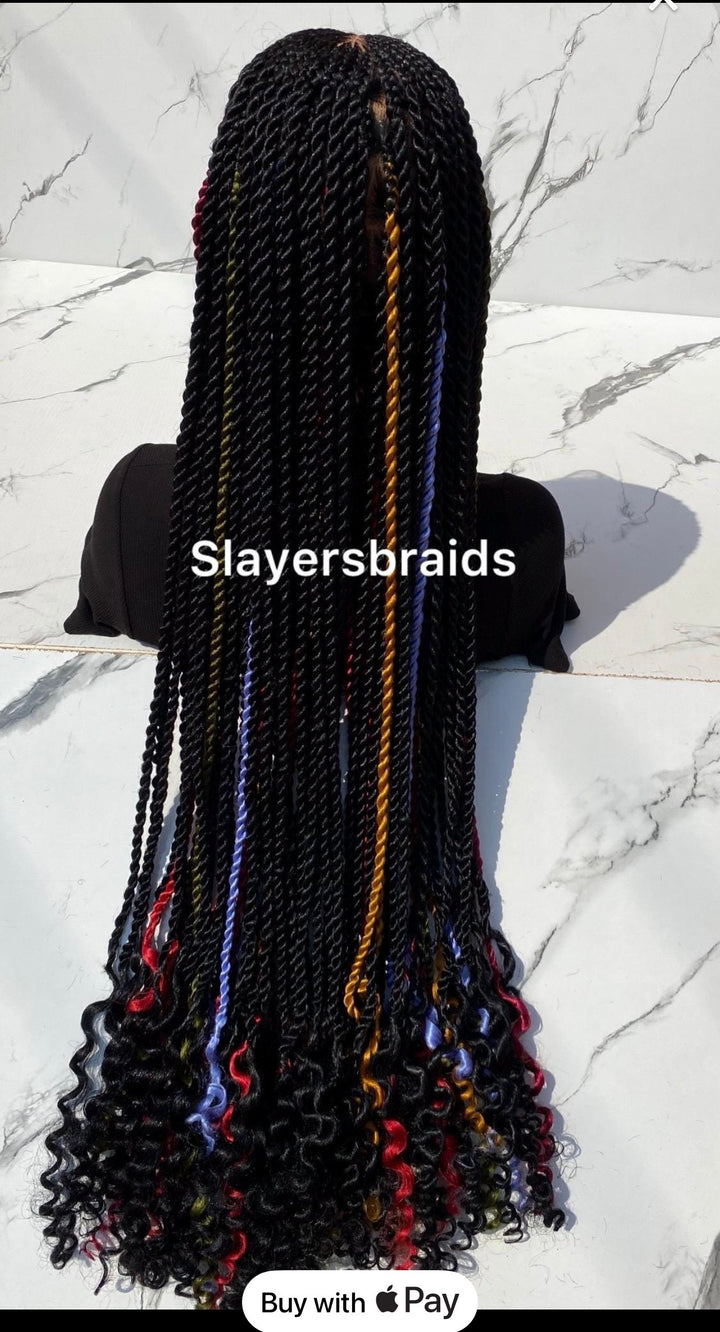 Fulani Braid Wig Black Color Highlights -Jasmine