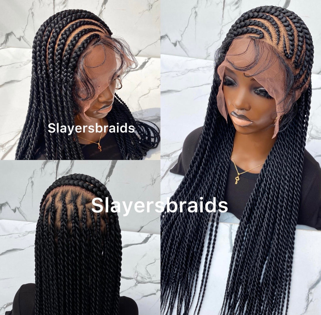 Cornrow braided wig Luxury for Black women vacation hair -Angela