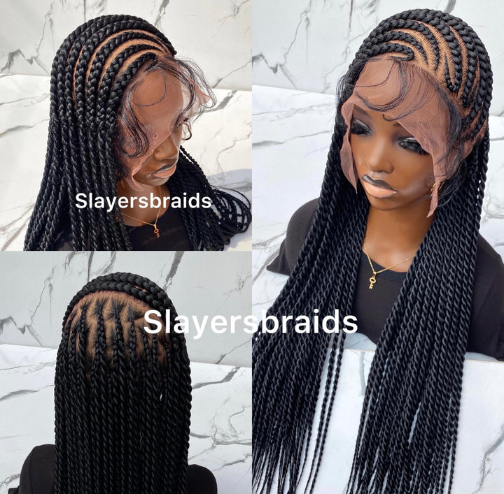 Cornrow braided wig Luxury for Black women vacation hair -Angela