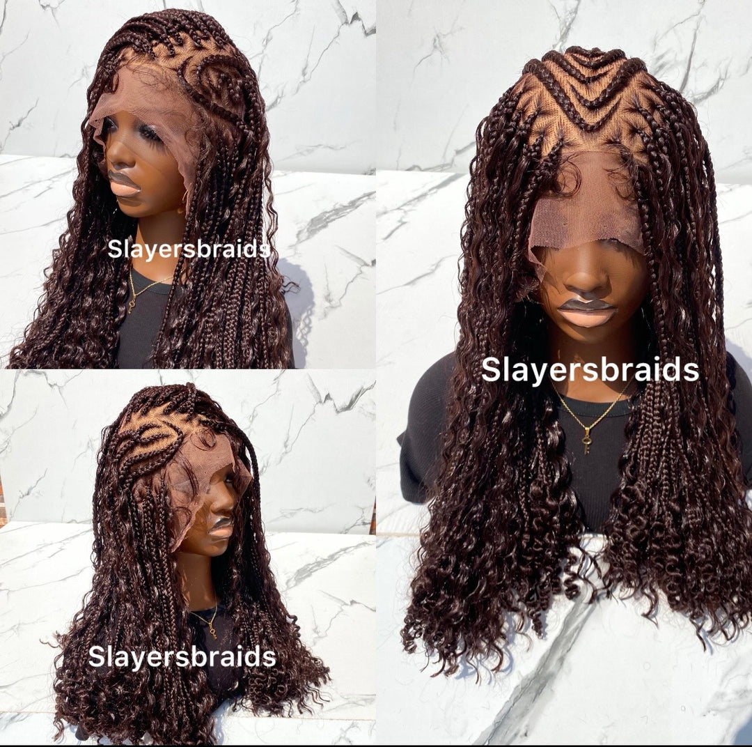 Fulani boho braids wig Fulllace wig Tribal Cornrow Hair- Ada