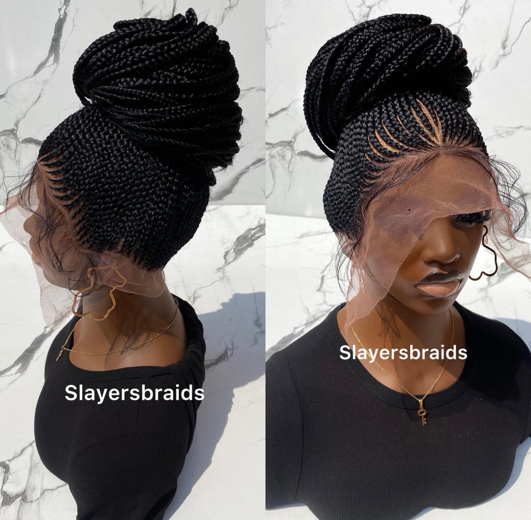 28" Shuku Cornrow Braid FulllaceWig: -Zikorah