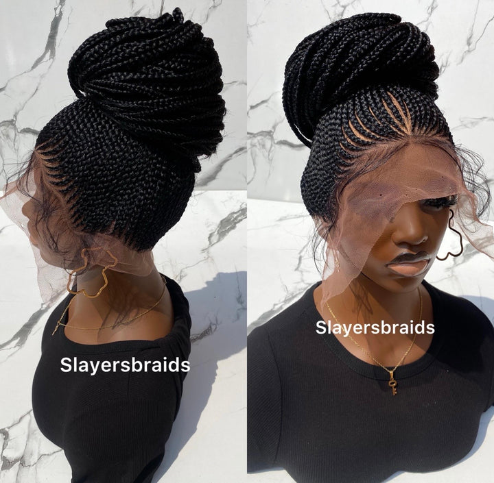 28" Shuku Cornrow Braid FulllaceWig: -Zikorah
