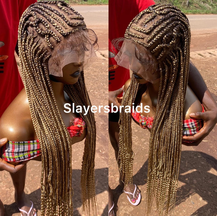 Mixed Blonde Cornrow Braided Wig: Full Lace Knotless -Rosie