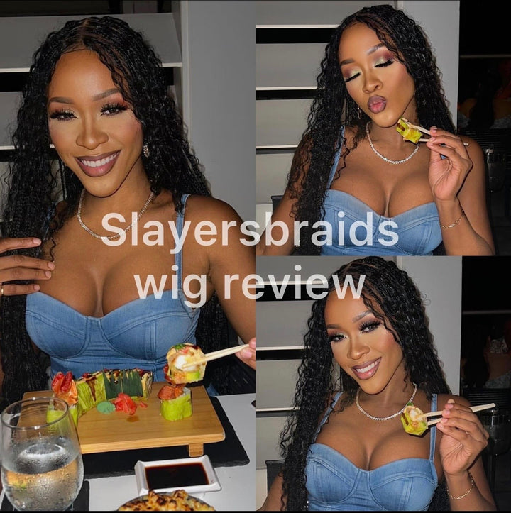 Goddess Braided Wig: Knotless Boho Lace Front -Diana 1b