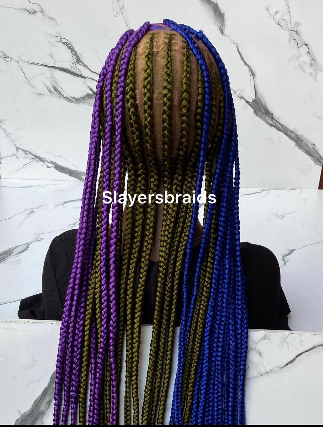 Fulani Braid Wig: Purple, Camo Green, Blue Full Lace Wig -Tise