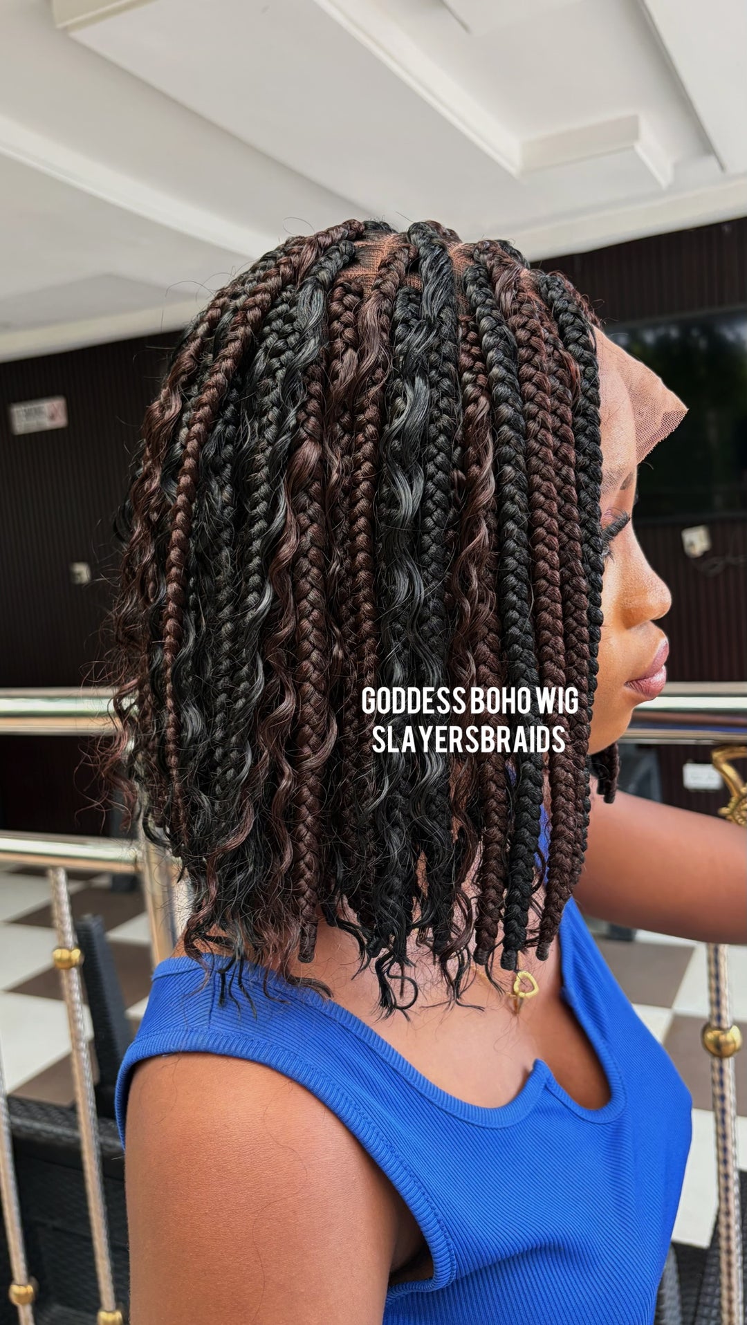 Goddess Bob Wig | Easy Install Boxbraid Curly Boho -Anjorin