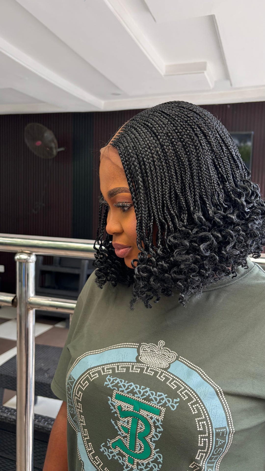 Tightly Braided, Protective style for black queen, CurlyBob Wig -Shese