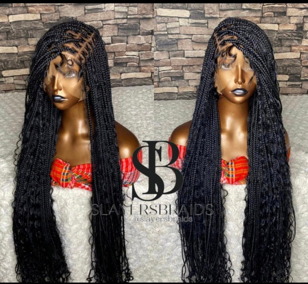Goddess Braided Wig: Knotless Boho Lace Front -Diana 1b