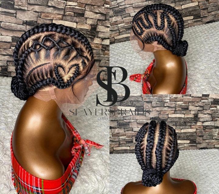 Stitch Cornrow Braids Wig: Full Lace Knotless Boxbraids -Salam