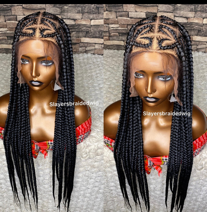 30” Knotless Braided Wig: Love Shape,-Julie