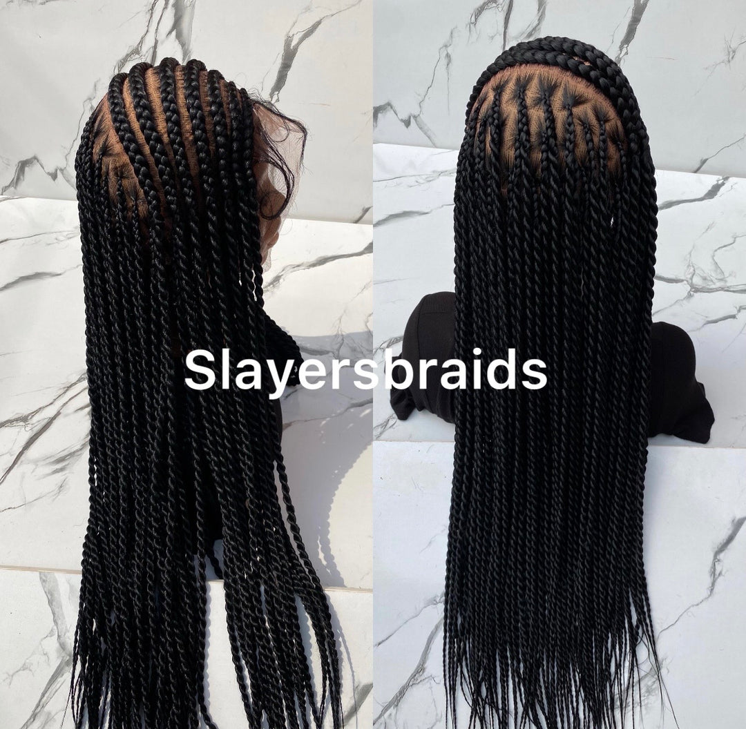 Cornrow braided wig Luxury for Black women vacation hair -Angela