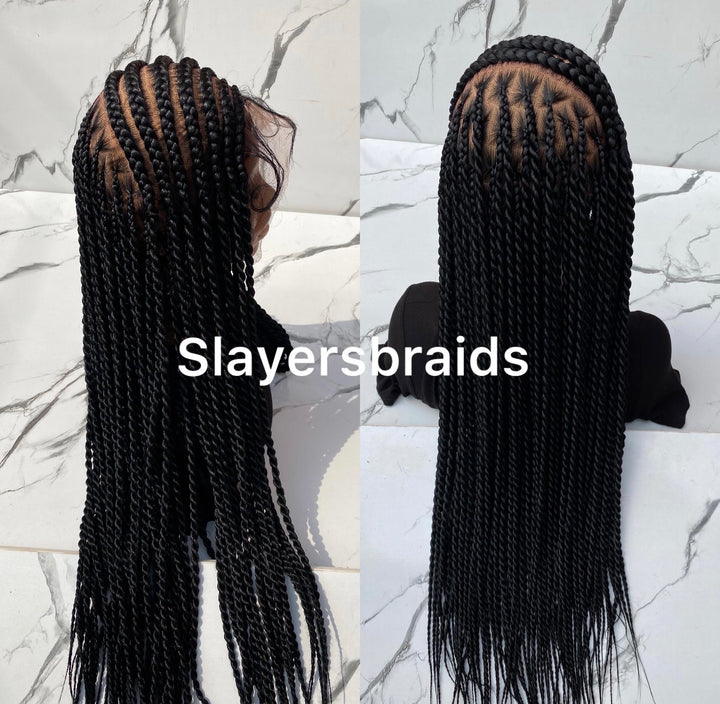 Cornrow braided wig Luxury for Black women vacation hair -Angela