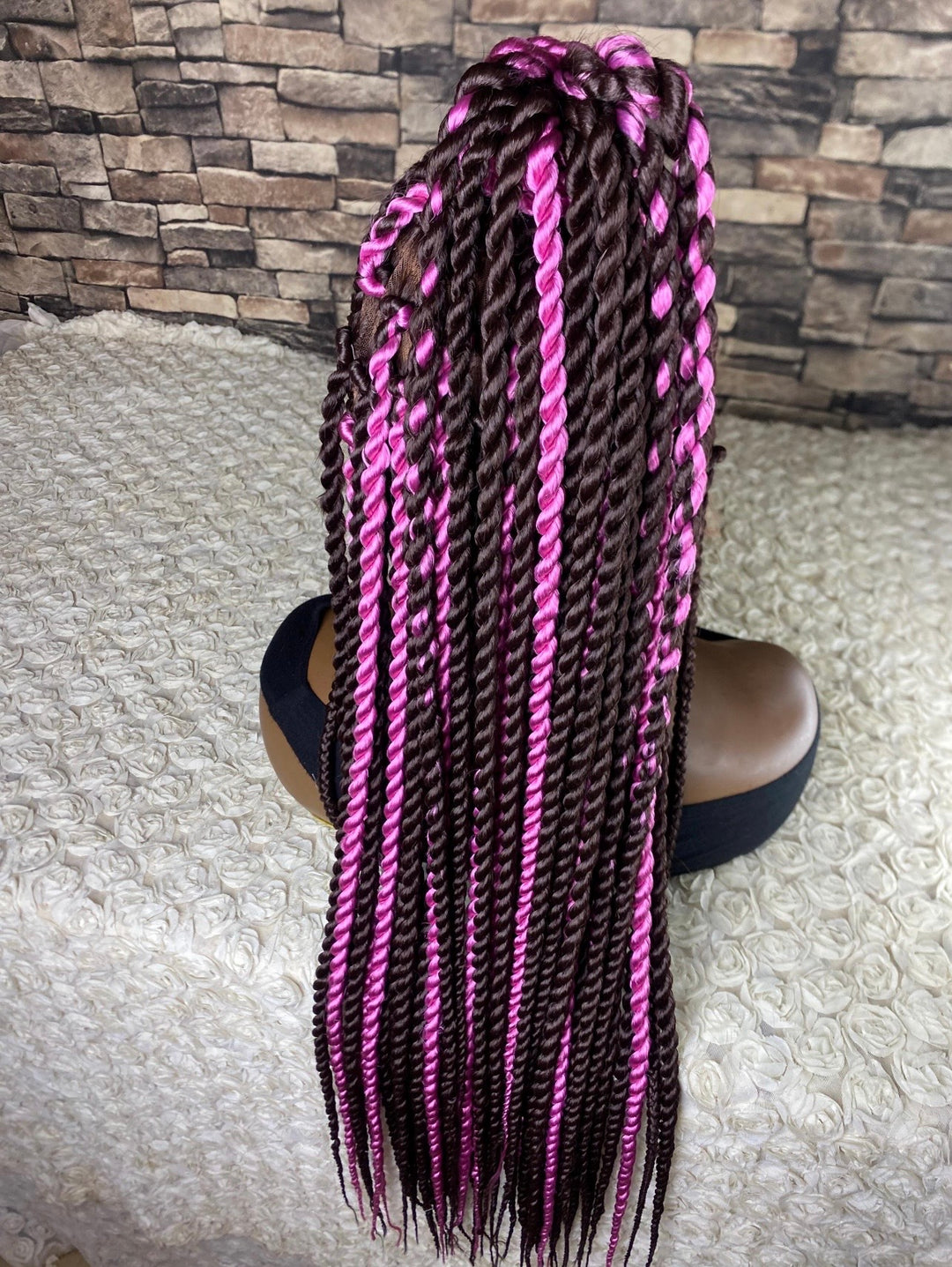 Custom braided cornrows natural scalp, lightweight -Theresa 33/pink