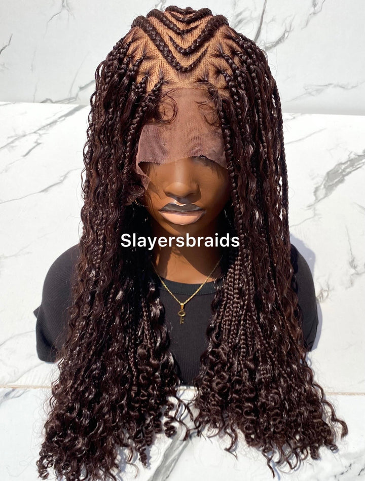 Fulani boho braids wig Fulllace wig Tribal Cornrow Hair- Ada