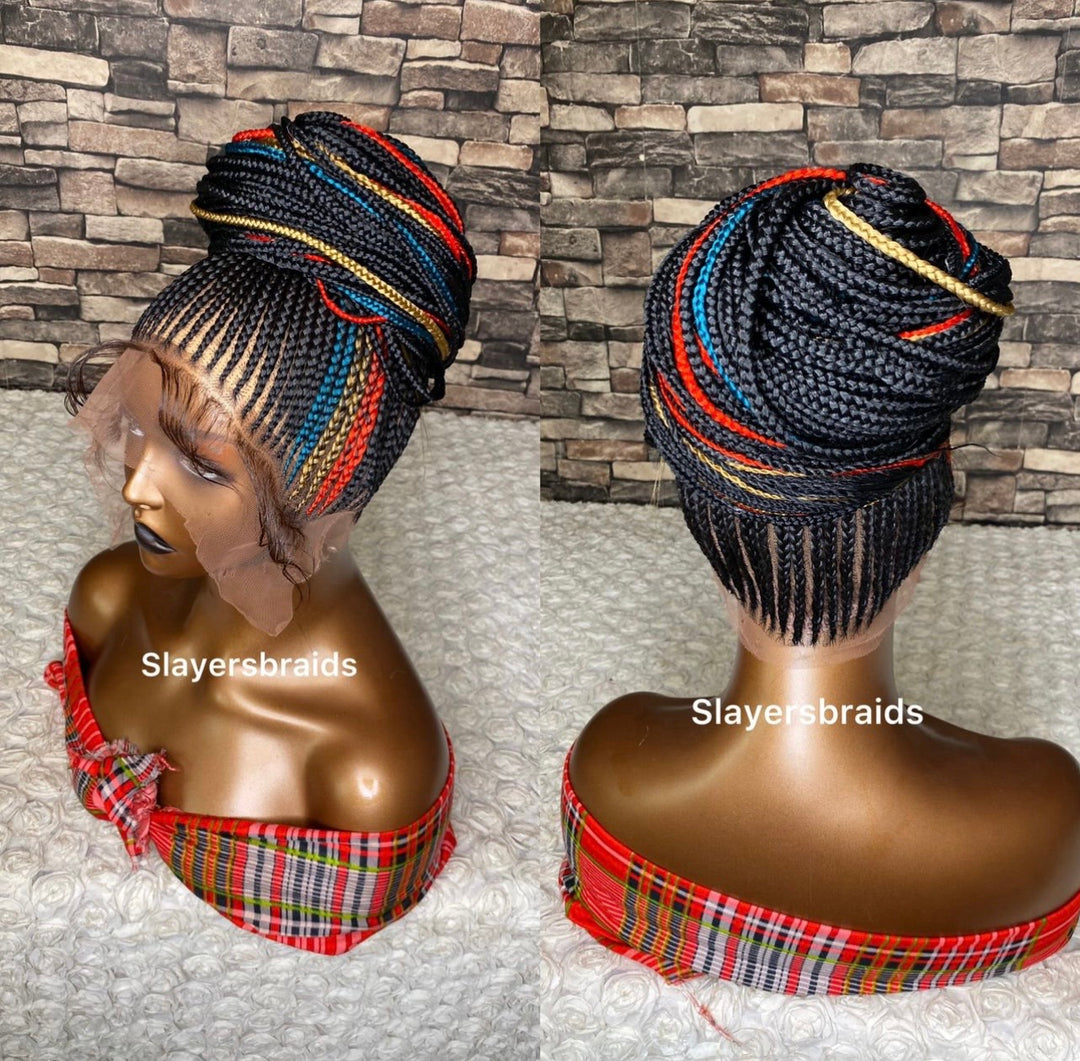 Ghana weave Cornrows Braided Wig Full Front Braid -Shon