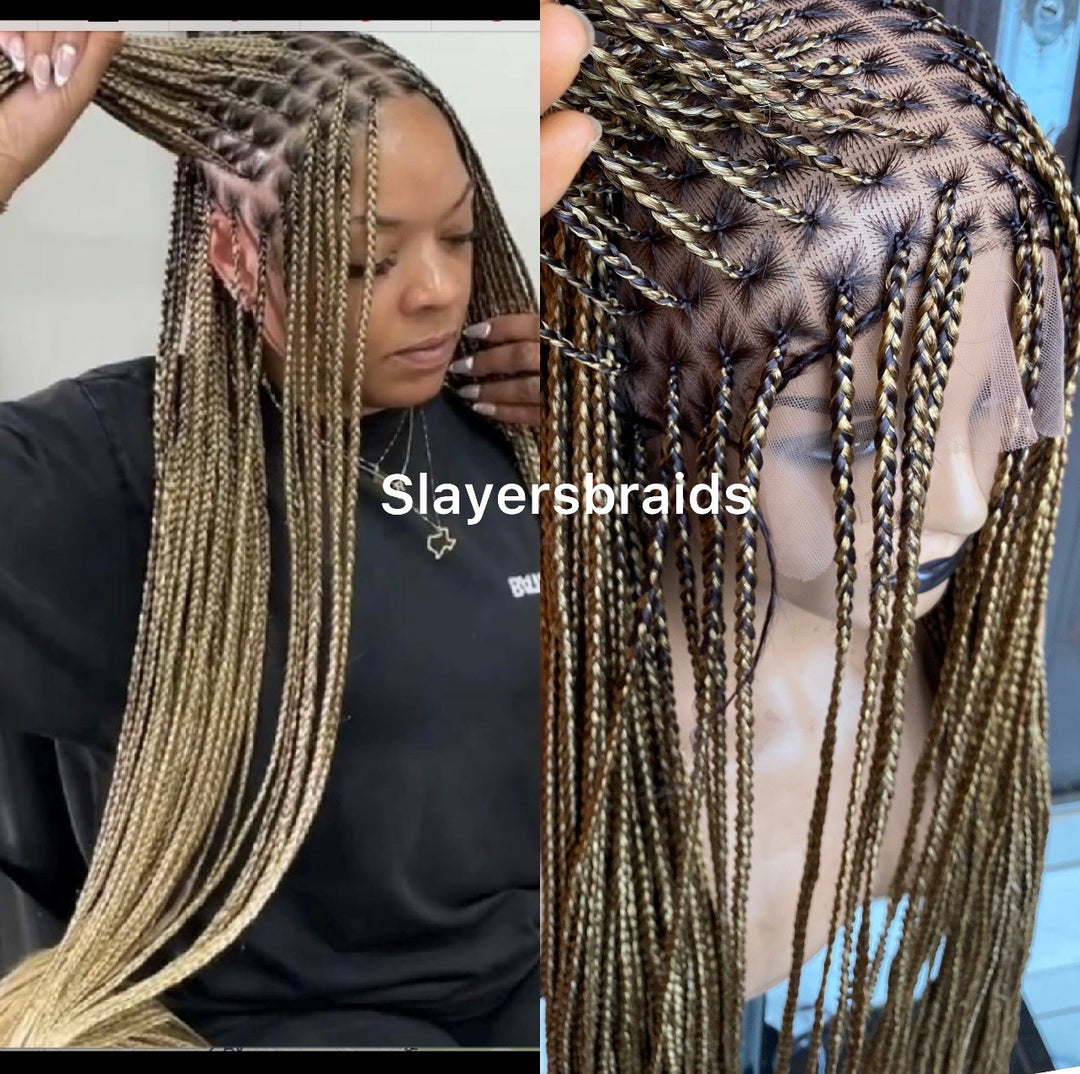 Mixed blonde Knotless Braid Wig Protective Style For Women -Sheria