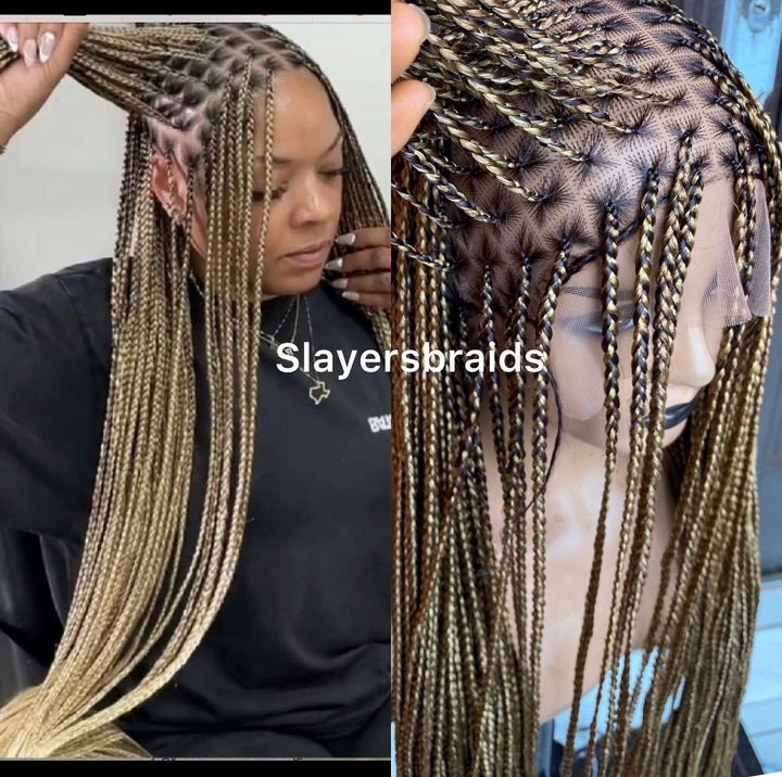 Mixed blonde Knotless Braid Wig Protective Style For Women -Sheria