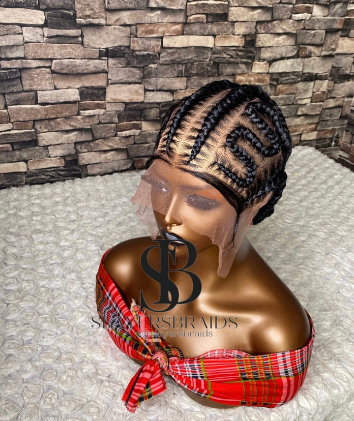 Stitch Cornrow Braids Wig: Full Lace Knotless Boxbraids -Salam