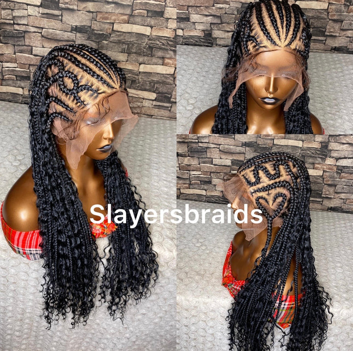 Trendy Stitch Cornrow Braids Wig for black Women