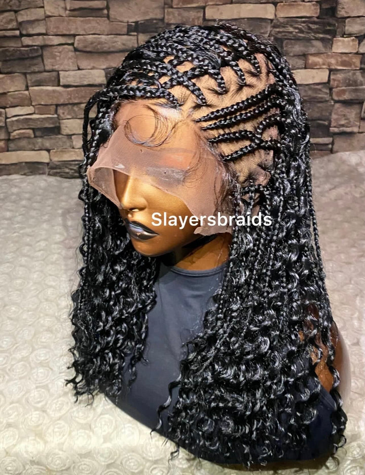 Fulani Braid Wig: Black Cornrow Braids, Full Lace, -Blessed