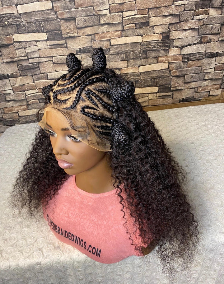 Lace Front Cornrow Wig: Human Hair Curly Wig -Dotun