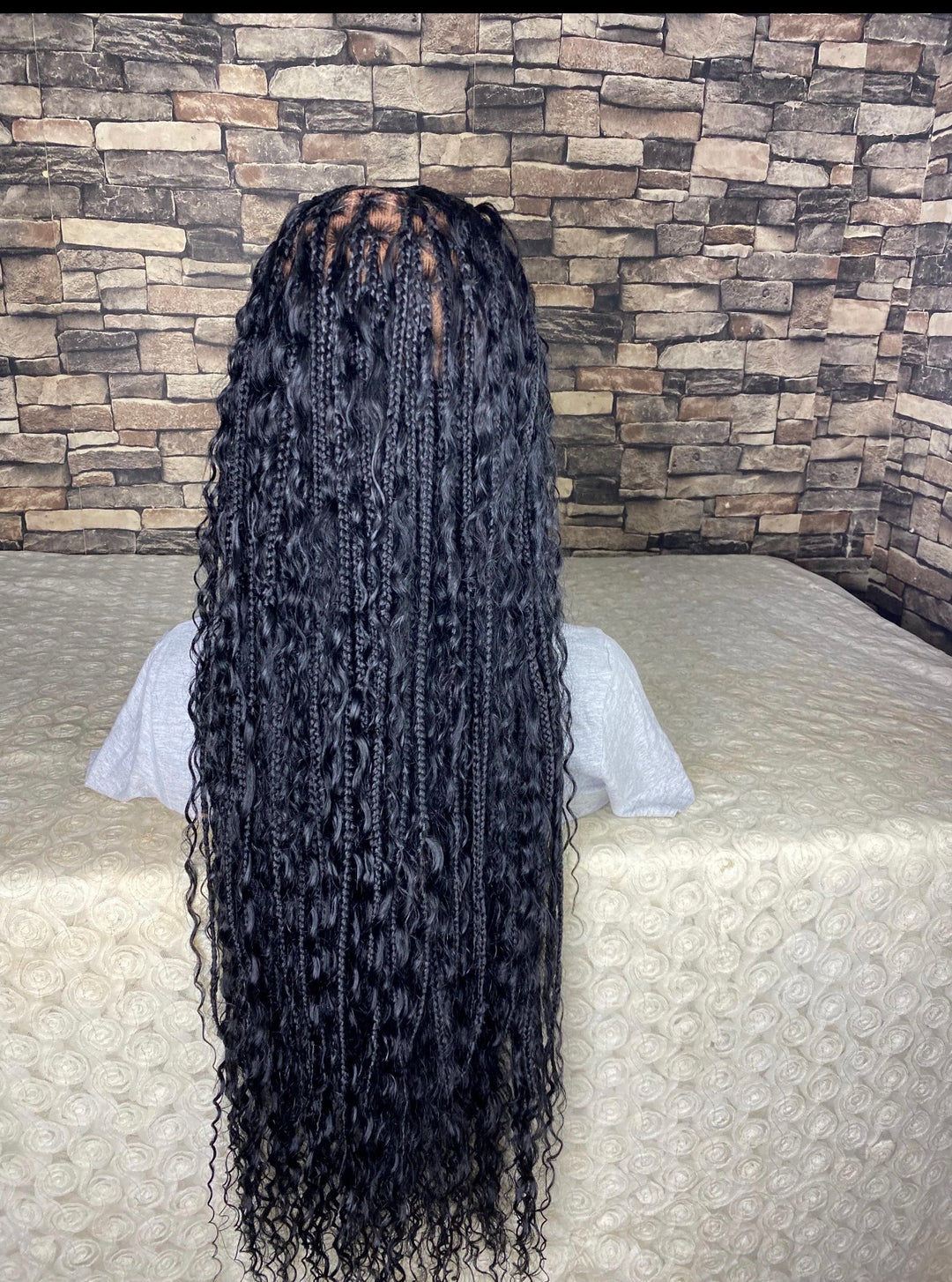 Glueless Braidstyle Luxury Human Hair Curly Knotless Wig -Stacy