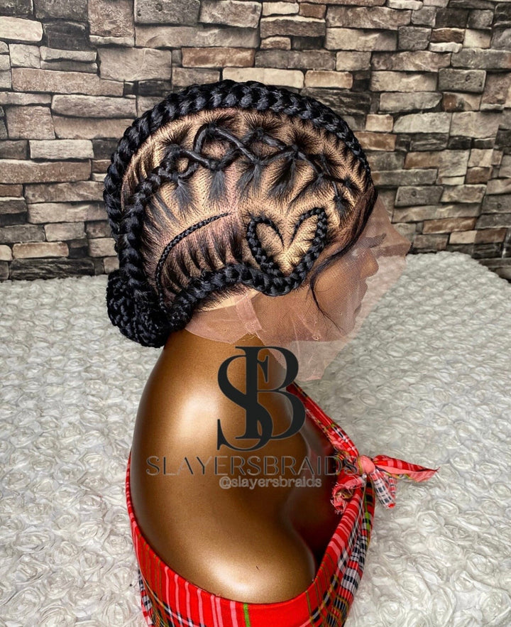 Stitch Cornrow Braids Wig: Full Lace Knotless Boxbraids -Salam