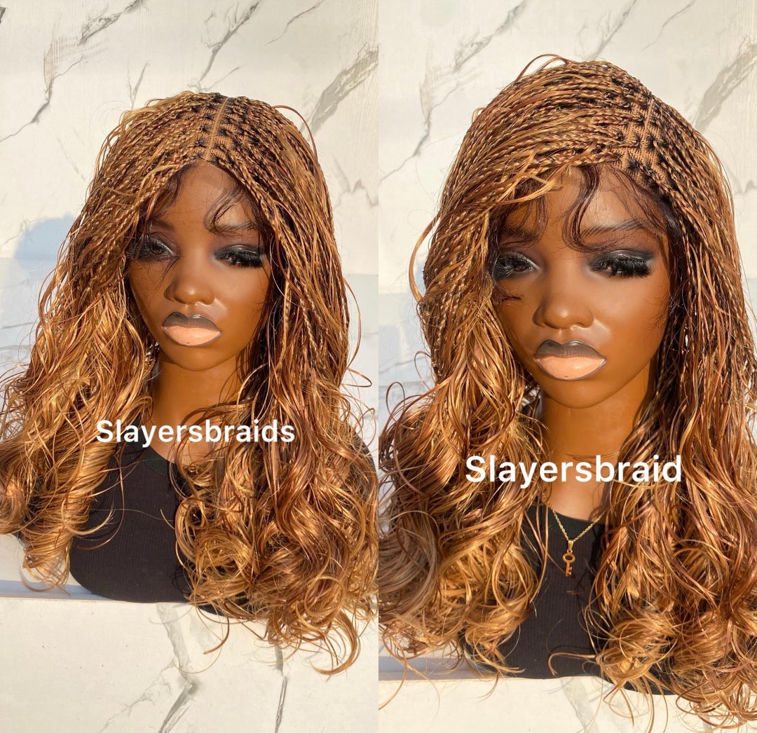 Ombre Knotless French Curl Braided Wig -Debbie 