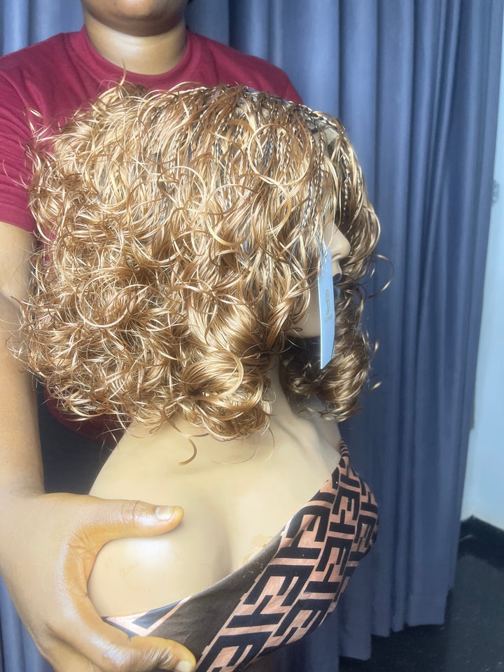 Boho Braids French Curl Wig -Tushe unit 