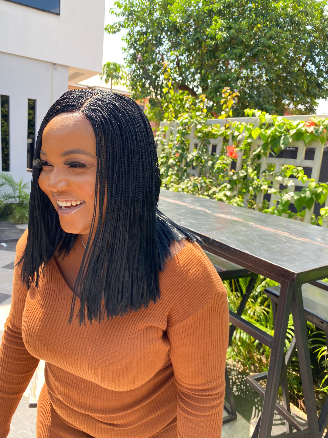 Fast Ship Micro Braids Lace Wig|Easy install hair- Bob Nano 