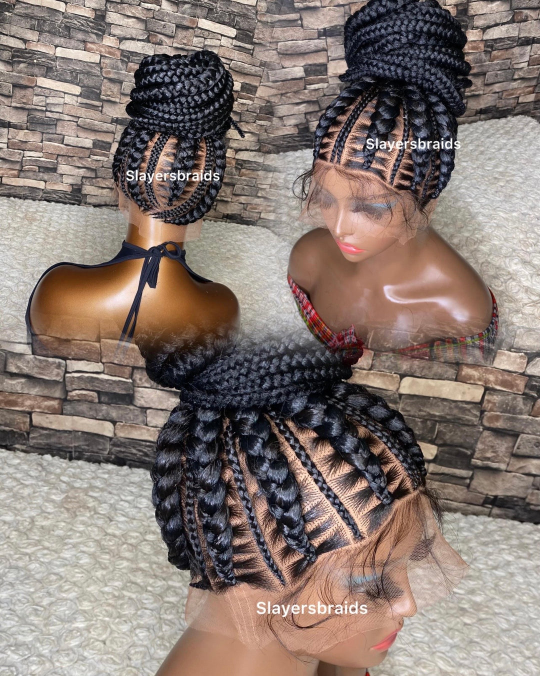 Ghana Weave Cornrow Braids Wig: Full Lace Knotless Braids -Esther