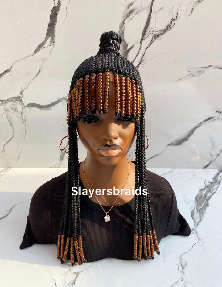 Beaded Fringe Cornrow Full Lace Wig -Ariyo