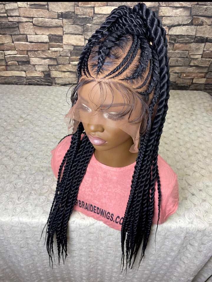 Updo Cornrow Twist Braids Wig: 