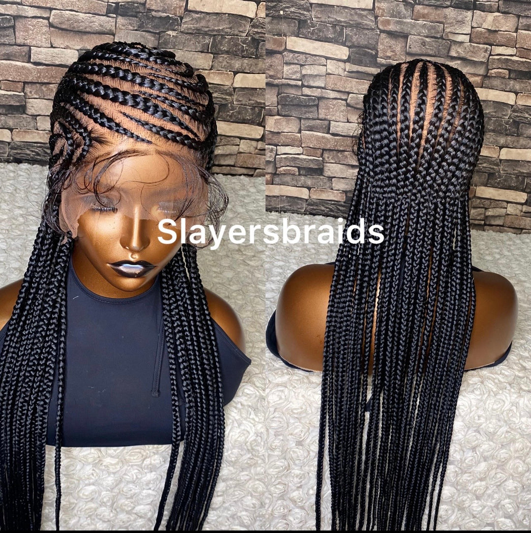 Straight All back Custom Braided Wig for Black Women -Sandra Unit
