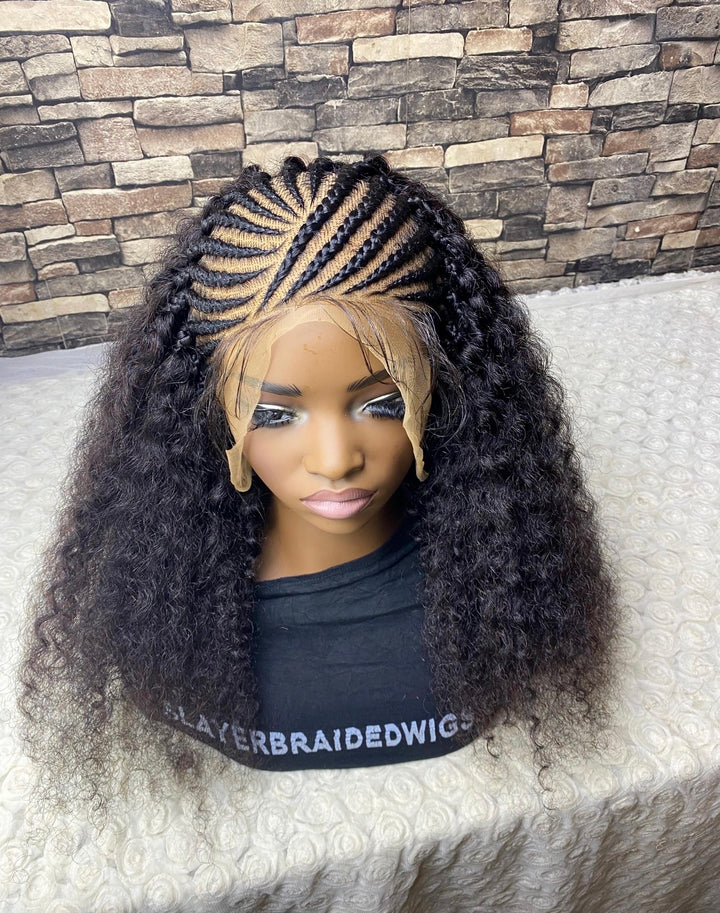 Lace Front Cornrow Braid Human Hair Wig  -Mellisa