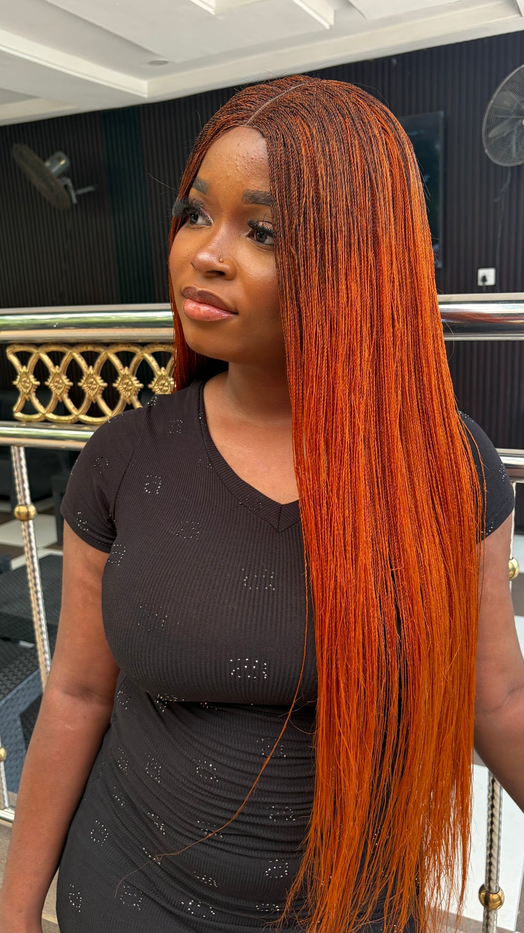Mini MicroTwist Braided Wig | Long born Straight Wig  -Nano Orange