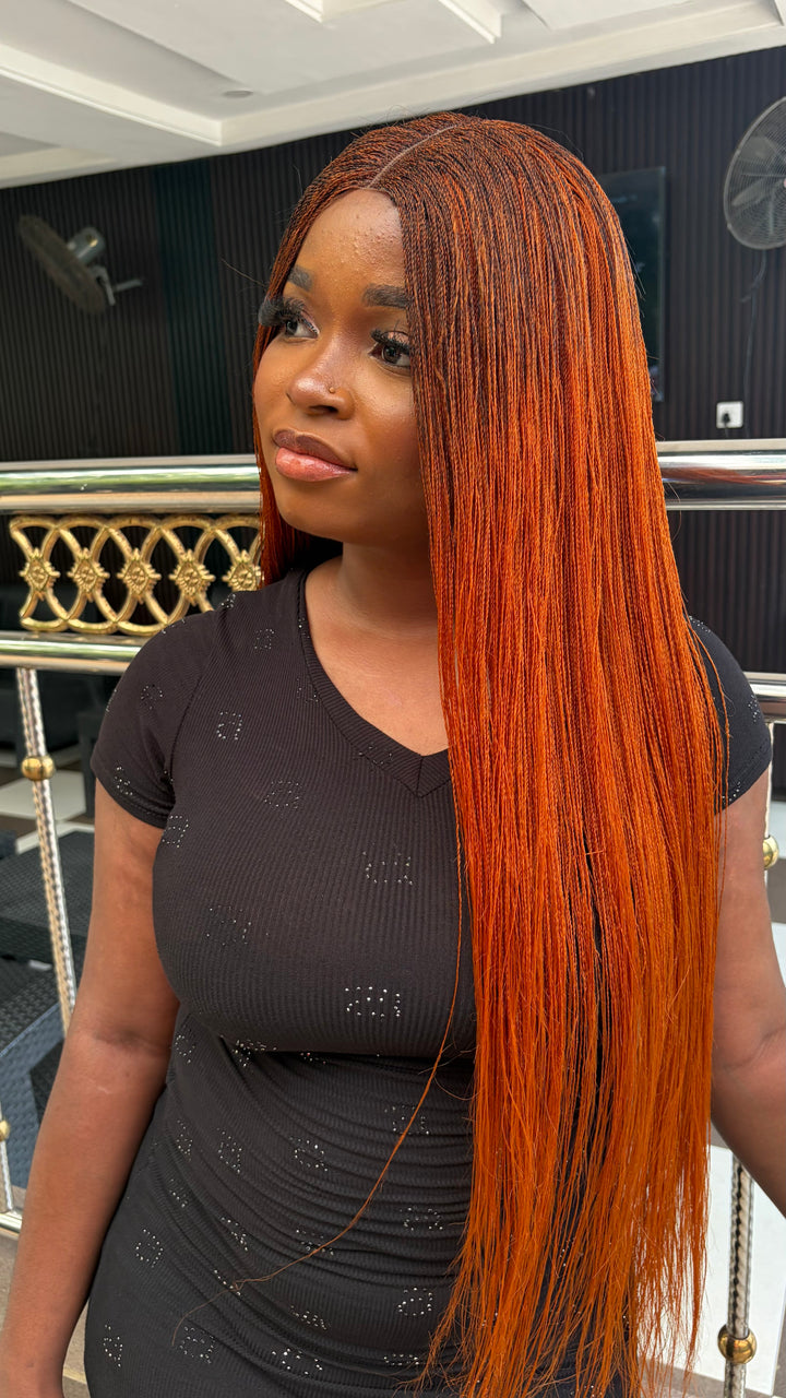 Mini MicroTwist Braided Wig | Long born Straight Wig  -Nano Orange