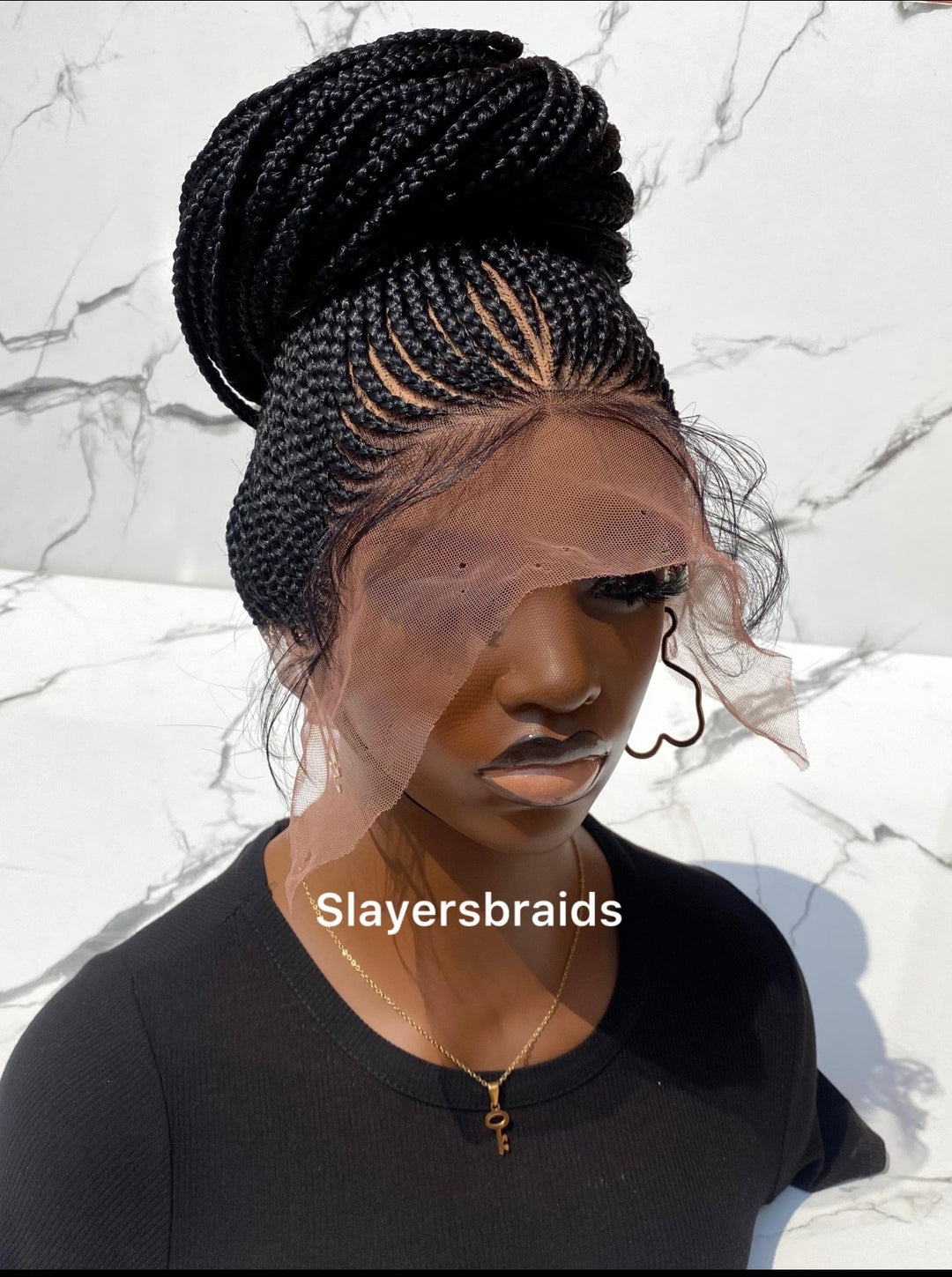 28" Shuku Cornrow Braid FulllaceWig: -Zikorah