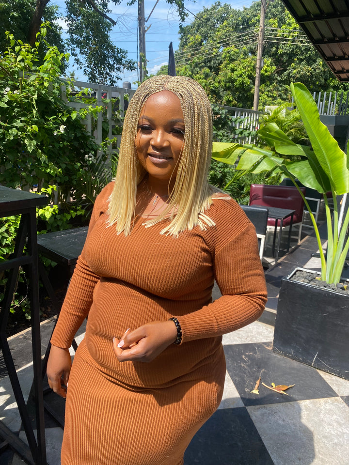 Fast Ship Micro Braids Lace Wig|Easy install hair- Bob Nano blonde