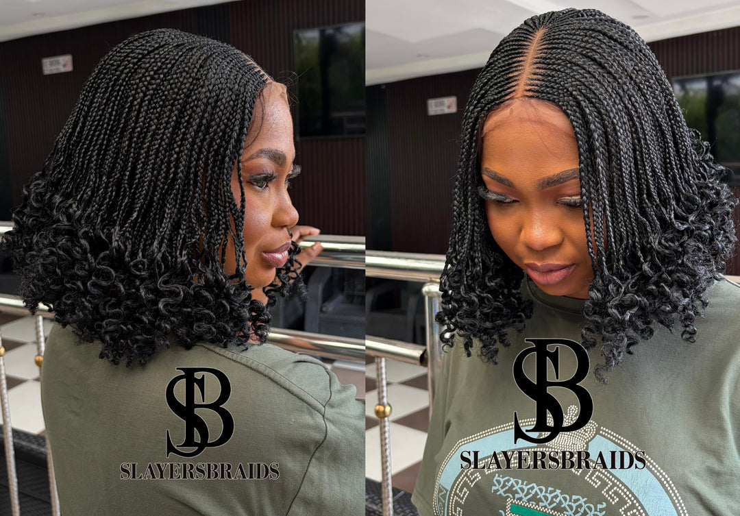 Tightly Braided, Protective style for black queen, CurlyBob Wig -Shese
