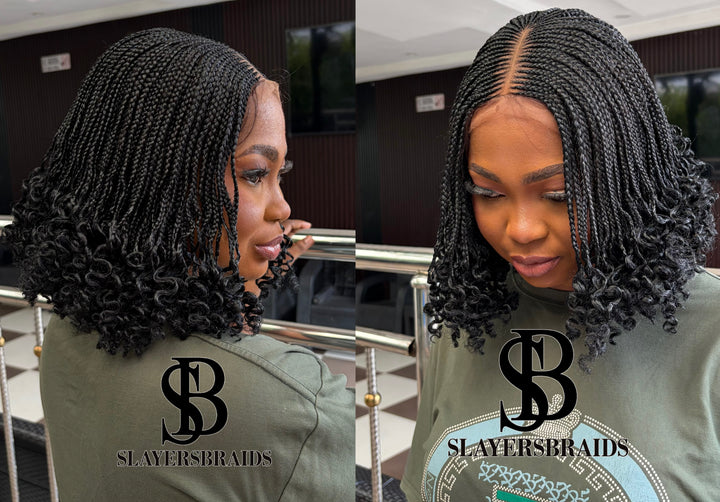 Tightly Braided, Protective style for black queen, CurlyBob Wig -Shese