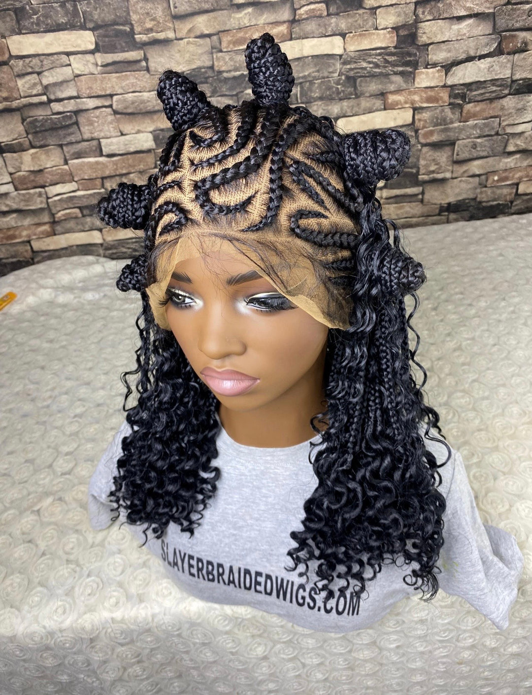 Lace front Ready to ship,Curly Cornrow Wig” Cindy Unit