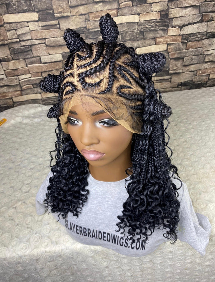 Lace front Ready to ship,Curly Cornrow Wig” Cindy Unit