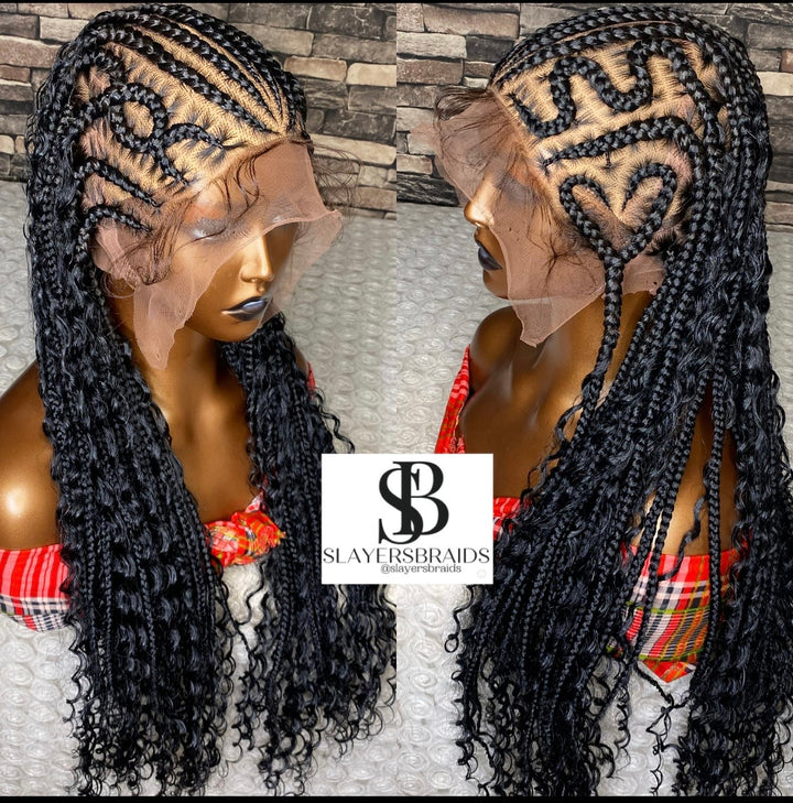 Trendy Stitch Cornrow Braids Wig for black Women